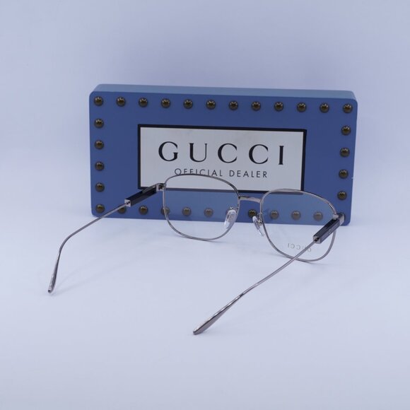🕶️ New Gucci GG1312O 001 Eyeglasses - Ruthenium Frame 57mm - Picture 11 of 12